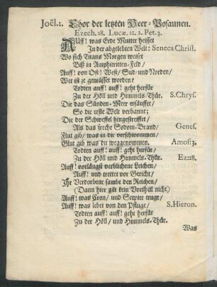 Joel. 1. Chor der letzten Heer-Posaunen.