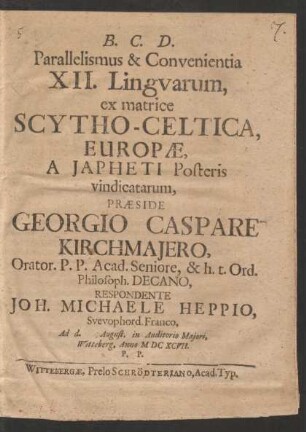 Parallelismus & Convenientia XII. Linguarum, ex matrice Scytho-Celtica, Europae, A Japheti Posteris vindicatarum