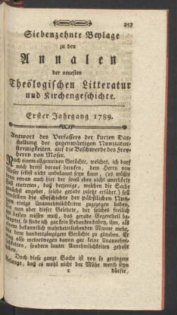 Siebenzehnte Beylage