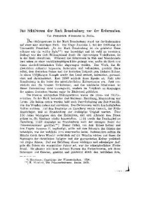 Das Schulwesen der Mark Brandenburg vor der Reformation