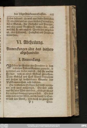 VI. Abtheilung. Anmerckungen über das bishero abgehandelt.