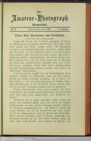 Etwas über Idealismus und Realismus