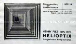 Plakat zu der Fotoausstellung "Helioptix" in der Landesbildstelle Berlin mit Kompositionen des Fotografen Henry Ries