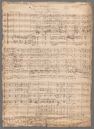 Sängers Wanderlied, S, Coro, pf, T, Coro, pf, C-Dur - BSB Mus.Schott.Ha 3946-3 : [heading:] Sängers Wanderlied. // Für Sopran oder Tenor, mit Chor ad libitum. // componirt von C. Löewe. (in Stettin.) // [at bottom of page, at left by other hand:] Minnesanger [!] Jahrg II N|o 22 [at right, by Loewe:] Theodor Körner.