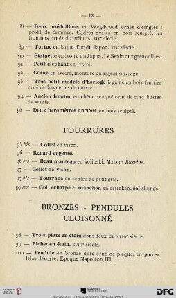 Bronzes-Pendules-Cloisonnè (Nr. 98-110)