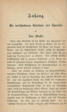 Anhang. Die verschiedenen Getränke in's Spezielle