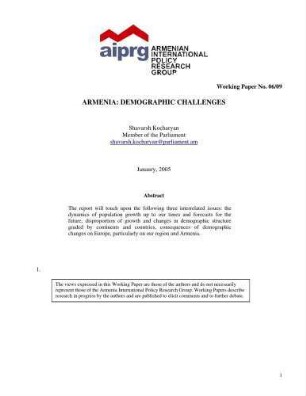 Armenia : demographic challenges