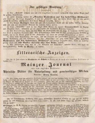 Zur gefälligen Beachtung