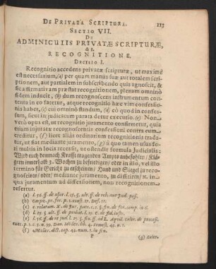 Sectio VII. De Adminiculis Privatae Scripturae, & Recognitione.