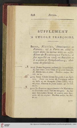 Supplément à L'École Françoise