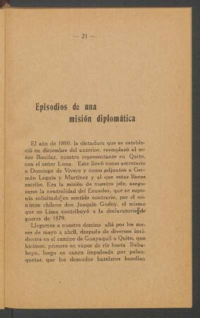 Episodios de una misión diplomática