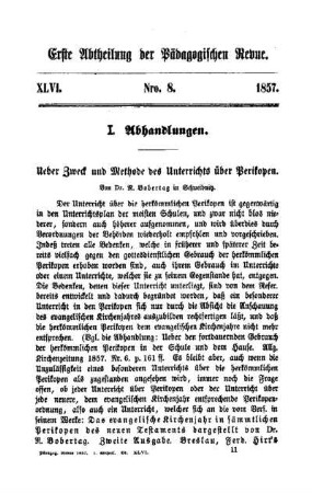 Ueber Zweck und Methode des Unterrichts über Perikopen