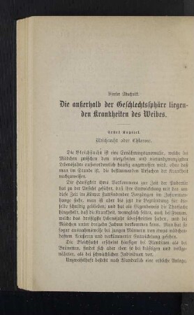Vierter Abschnitt. Die außerhalb der Geschlechtssphäre liegenden Krankheiten des Weibes.