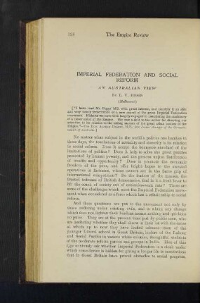 Imperial Federation and Social Reform