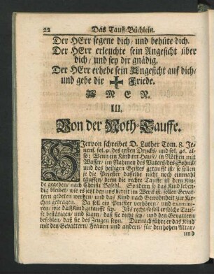 III. Von der Noth-Tauffe