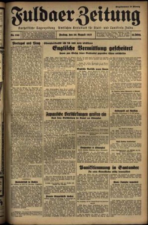 Erste Ausgabe vom Freitag, den 20. August 1937.