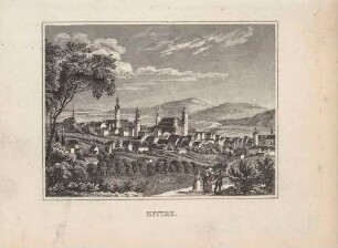 Stadtansicht von Zittau in der Oberlausitz von Nordwesten, aus Schiffners Beschreibung von Sachsen um 1840