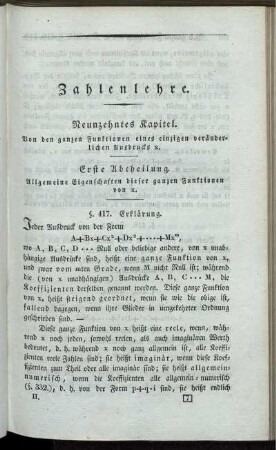 Neunzehntes Kapitel. Von den ganzen Funktionen eines einzigen veränderlichen Ausdrucks x.