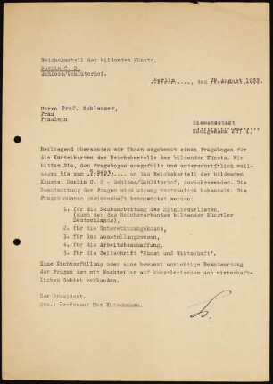 Beiliegend übersenden wir Ihnen ergebenst einen Fragebogen...