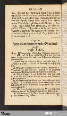 Cap. IV. Vom Glauben und von der Glaubens-Regel.