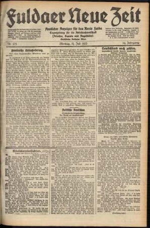 Ausgabe vom Montag, den 31. Juli 1922.