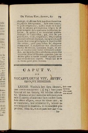 Caput V. De Vocabulorum Usu, Abusu, Eiusque Remediis.