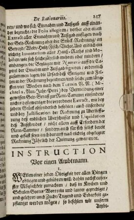 Instruction Vor einen Ambtmann