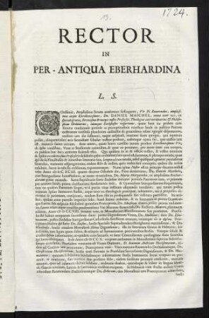 Rector In Per-Antiqua Eberhardina L. S.
