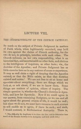 Lecture VIII. The indefectibility of the Church Catholic
