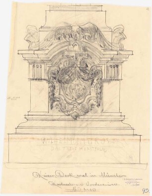 Kaiserdenkmal, Münster: Ansicht des Sockels 1:10