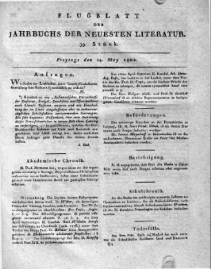 1802-05-14 : 39. Stück