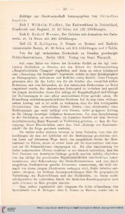 [Rezension von: Cornelius Gurlitt (Hrsg.), Beiträge zur Bauwissenschaft, Heft I-III]