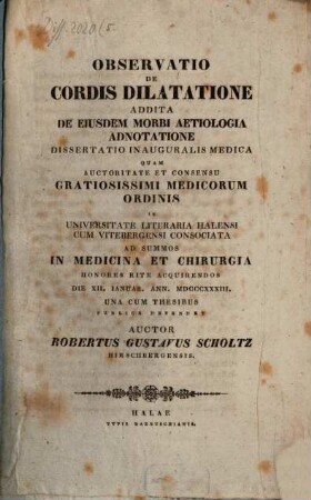 Observatio de cordis dilatatione : diss. inaug. med.