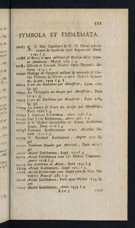 533-535, Symbola et Emblemata
