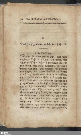 G. Von Fleischgallerten und kalten Pasteten