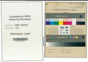 Entnazifizierung Josef Kiekenbeck , geb. 27.03.1903 (Buchbinder)