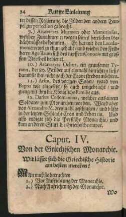 Caput IV. Von der Griechischen Monarchie.
