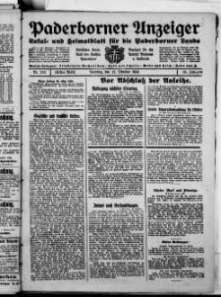 Paderborner Anzeiger : Lokal- und Heimatzeitung für das gesamte Paderborner Land : Tageszeitung für Jedermann : Publikationsorgan vieler Behörden