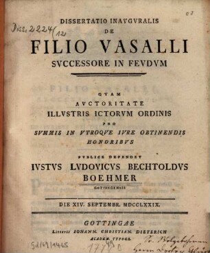 Diss. inaug. de filio vasalli successore in feudum ...