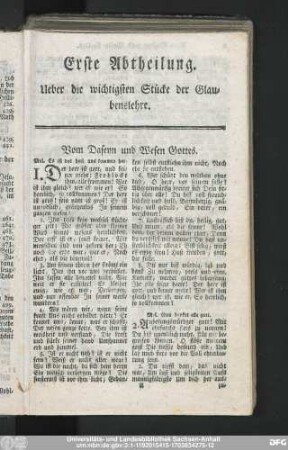 Vom Daseyn und Wesen Gottes.