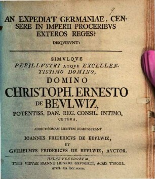 An expediat Germaniae, censere in imperii proceribus exteros reges?