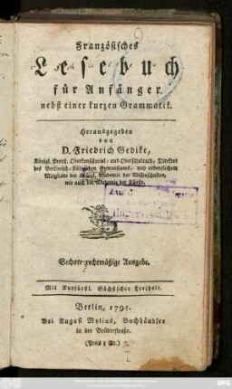 Französisches Lesebuch für Anfänger : nebst einer kurzen Grammatik