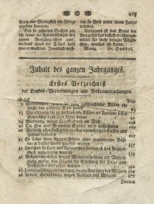 Inhalt des ganzen Jahrganges
