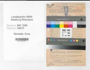 Entnazifizierung Erna Henseler , geb. 23.06.1897 (Kaufmaennischer Angestellter)