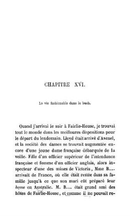 CHAPITRE XVI. - La vie fashionable dans le bush