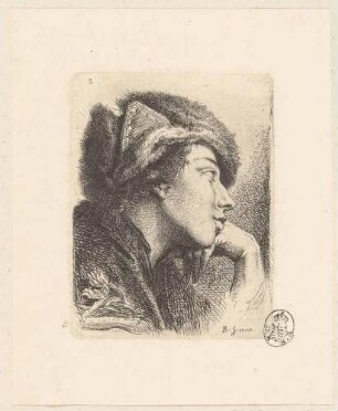 Bildnis eines Knaben mit Hut im Profil nach rechts, aus der Folge "Prove d'aqua forte", Bl. 3