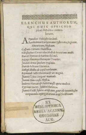 Elenchus Authorum, Qui Huic Opusculo [...]