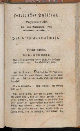 Helvetischer Hudibras. Dreyzehntes Stück. den 16ten Herbstmonats, 1797.