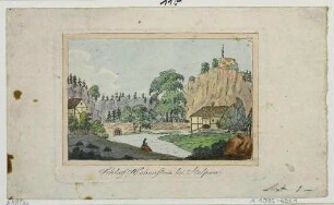 Die Burg Hohnstein in der Sächsischen Schweiz, Blick von unterhalb nach Nordwesten