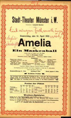 Amelia oder ein Maskenball